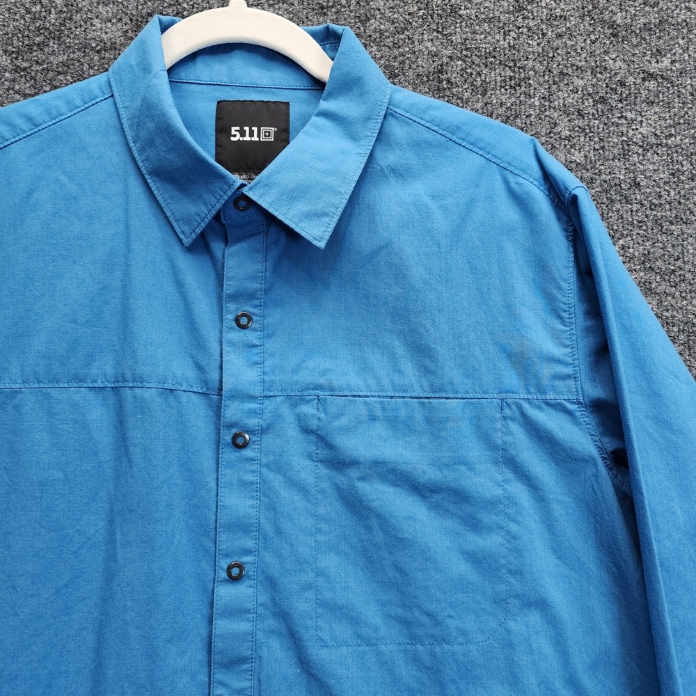 5.11 Tactical Men's Snap Front Utility Workwear Outdoor Long Sleeve Shirt Blue M